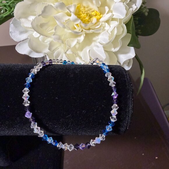 Purple & Blue Ombre Crystal Bracelet – Handmade - Picture 3 of 3